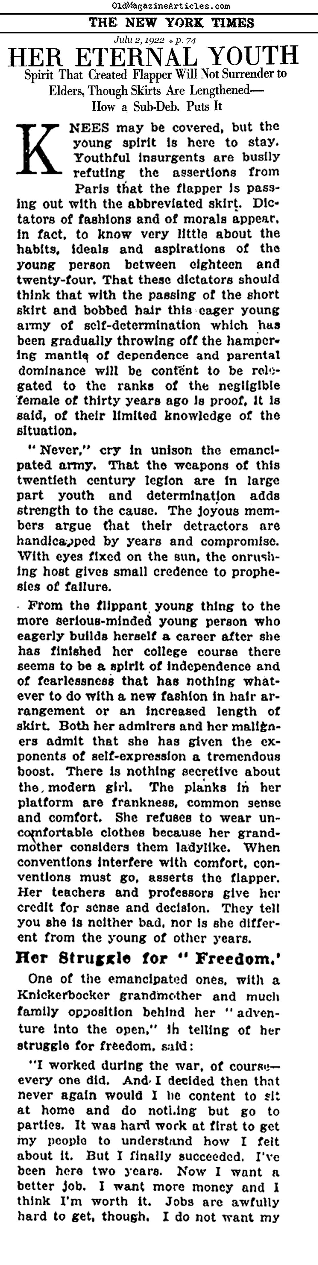 The Spirit of Flappers  (NY Times, 1922)